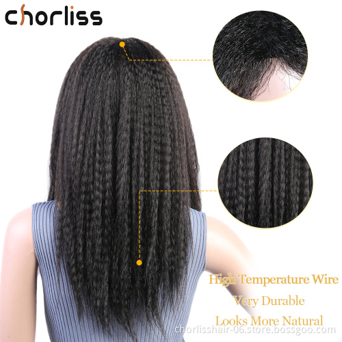 Wholesale Hot Selling Black Yaki Kinky Straight Afro Wig For Black Women Cheap Synthetic Hair Wigs Women's Wigs